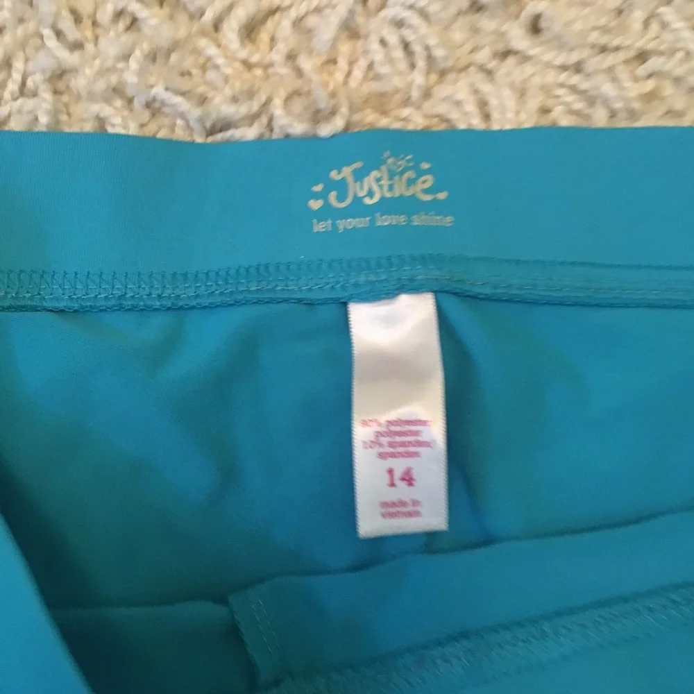 Justice girls blue spandex shorts sz 14 girls